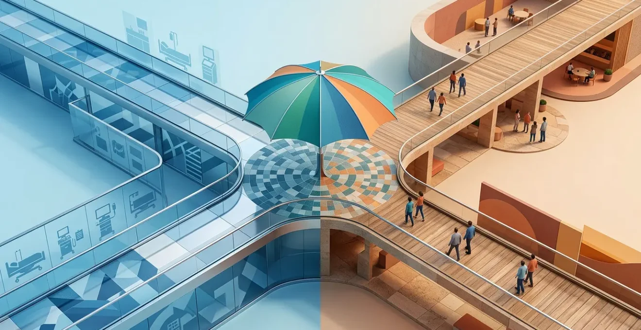 Confronto visivo tra assicurazione sanitaria privata e mutua per la protezione della salute