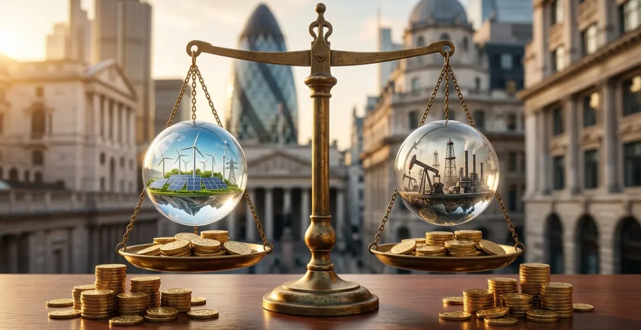 Confronto visivo tra investimenti verdi e tradizionali per sfatare il mito del rendimento inferiore