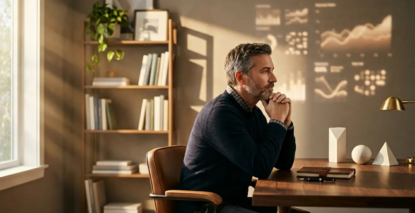 Investitore che riflette sul proprio livello di tolleranza al rischio davanti a grafici finanziari