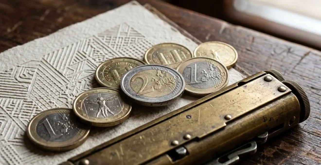 Composizione macro di documenti finanziari italiani e calcolatrice professionale con texture dettagliate